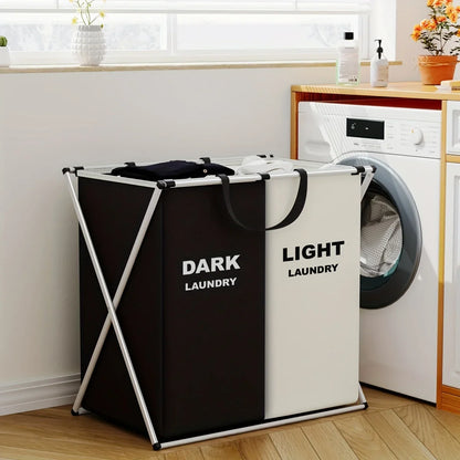 TriSort Multi-Compartment Laundry Hamper – Foldable 2 or 3 Section Clothes Sorter with Oxford Fabric & Aluminum Frame