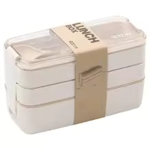 EcoStack 3-Tier Bento Lunch Box – Eco-Friendly Wheat Straw BPA-Free 900ml Stackable Food Container for School & Work