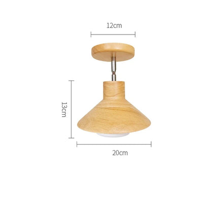 NordicWood Natural Timber Cone Ceiling Lamp – Solid Wood & Metal Scandinavian Ceiling Light, Warm or Cool White