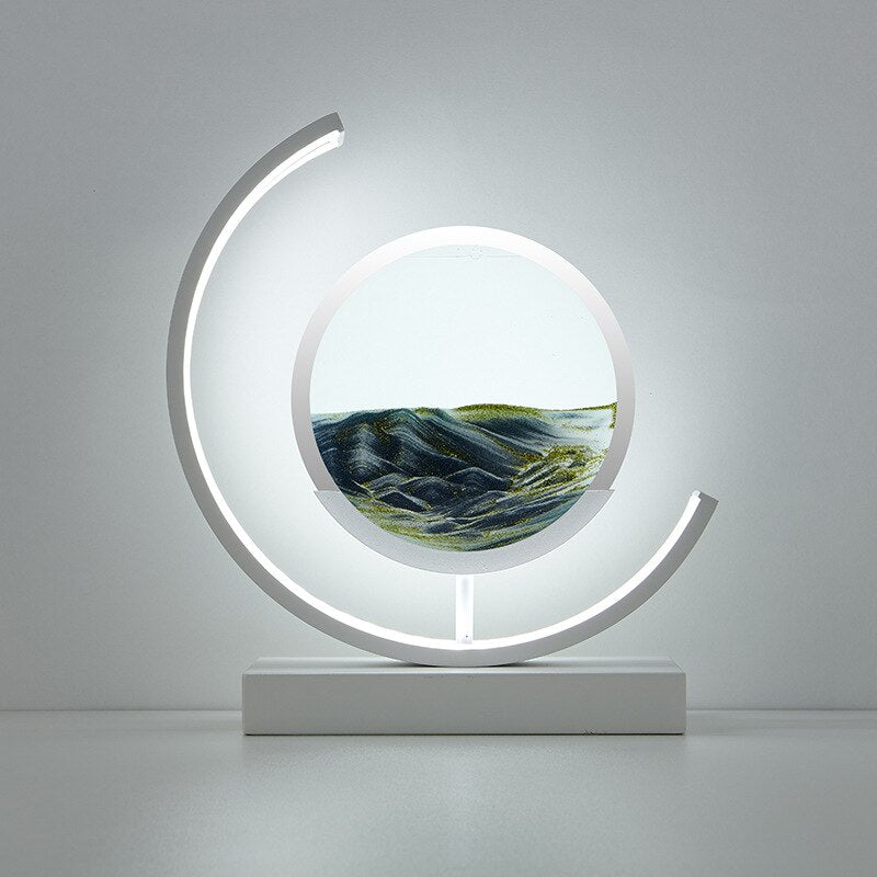 Sandlight Rotating Quicksand Art LED Table Lamp – 3D Moving Sand Picture Night Light, Relaxing Desk Decor