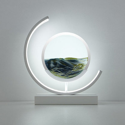 Sandlight Rotating Quicksand Art LED Table Lamp – 3D Moving Sand Picture Night Light, Relaxing Desk Decor