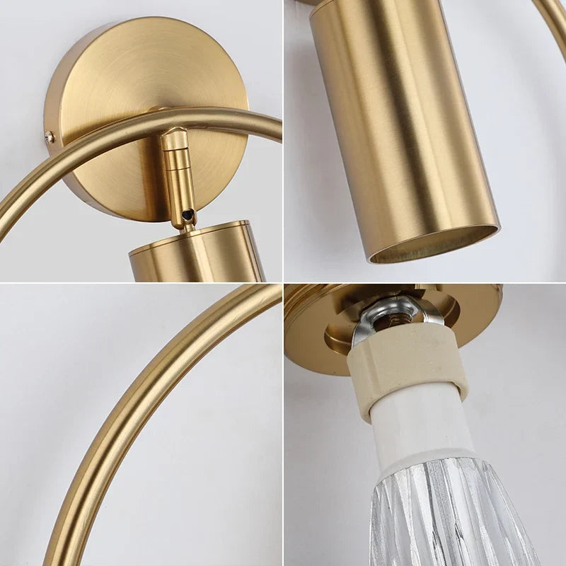 Halo Ring LED Wall Light – Minimalist Nordic Gold or Black Ring Sconce with 180° Rotation, Warm or Cool White for Bedroom