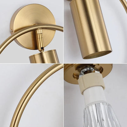 Halo Ring LED Wall Light – Minimalist Nordic Gold or Black Ring Sconce with 180° Rotation, Warm or Cool White for Bedroom