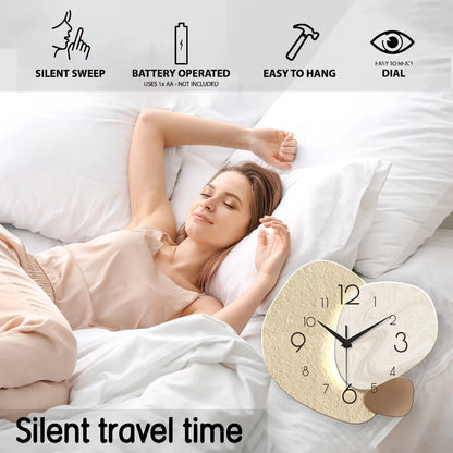 TempoStone Modern Wall Clock – Silent Non-Ticking Minimalist Stone-Look Clock for Living Room & Bedroom