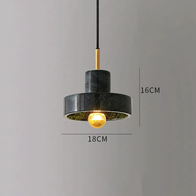 Natural Marble Stone Pendant Lamp – Postmodern Sculptural Hanging Light in Black, Dark Green or White Marble for Dining