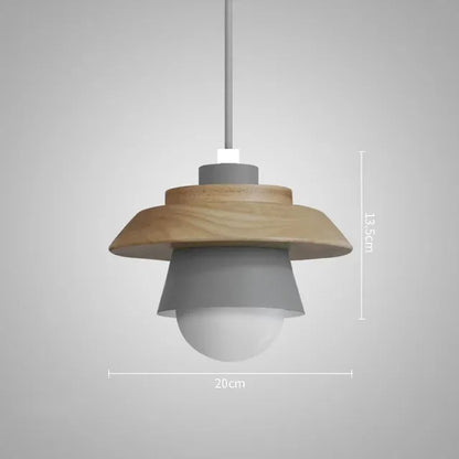 Nordic Wooden Macaron Pendant Light – Layered Wood & Color Hanging Lamp for Kitchen, Dining & Kids Room, Warm or Cool White
