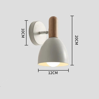 Nordic Rubberwood Adjustable Wall Lamp – 360° Rotating 90° Tilting Bedside Reading Sconce in White, Grey or Black