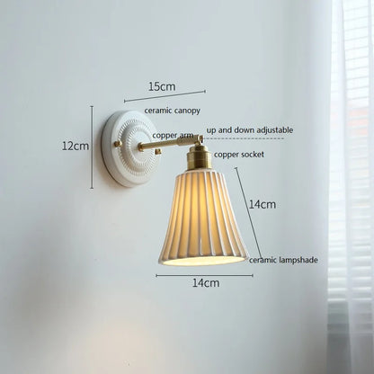 Nordic Cream Ceramic Flower Wall Lamp – Vintage Sculpted Ceramic Wall Sconce for Bedside Reading, Living Room & Hallway