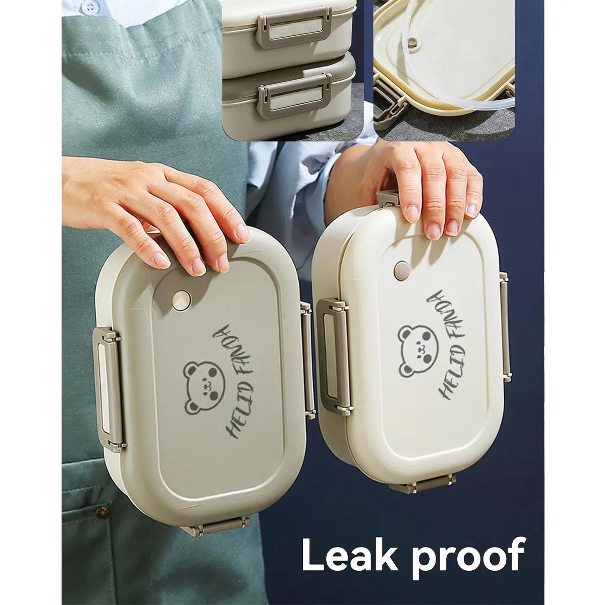 FreshMate Portable Bento Lunch Box – 3 Removable Leak-Proof Compartments with Side Locks, Meal Prep Container in White or Grey