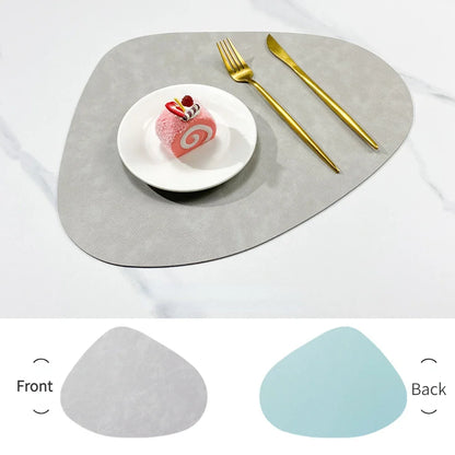 NordicDrop Double-Sided Faux Leather Placemats – Water-Drop Shaped Non-Slip Heat-Resistant Table Mats, Set of 4 or 6