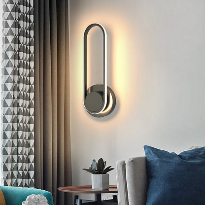 Modern LED Wall Light with 330° Rotating Head – Slim Black Aluminum Adjustable Sconce for Bedroom, Hallway & Stairway