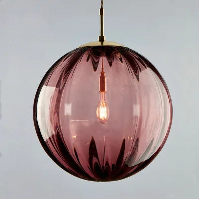Modern Glass Ball Pendant Light – Nordic Colored Glass Globe Hanging Lamp for Kitchen Island, Dining Room & Bedroom