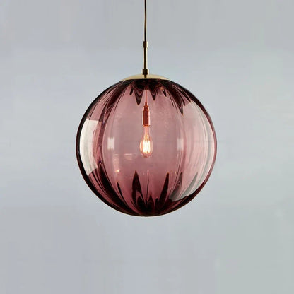 Modern Glass Ball Pendant Light – Nordic Colored Glass Globe Hanging Lamp for Kitchen Island, Dining Room & Bedroom