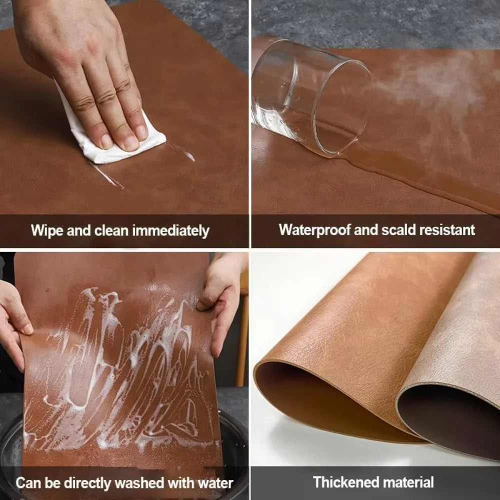 NordicDrop Double-Sided Faux Leather Placemats – Water-Drop Shaped Non-Slip Heat-Resistant Table Mats, Set of 4 or 6
