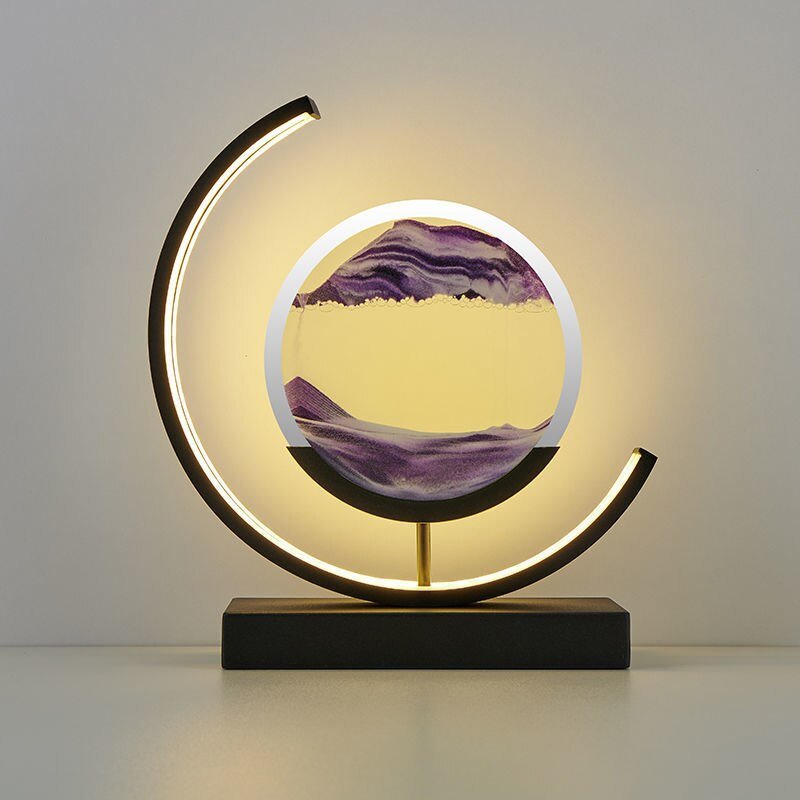 Sandlight Rotating Quicksand Art LED Table Lamp – 3D Moving Sand Picture Night Light, Relaxing Desk Decor
