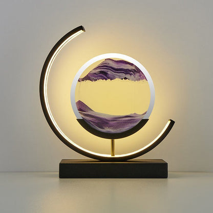 Sandlight Rotating Quicksand Art LED Table Lamp – 3D Moving Sand Picture Night Light, Relaxing Desk Decor