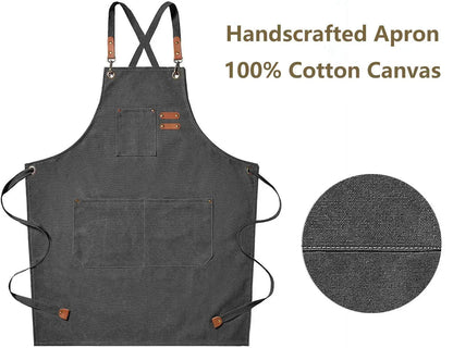 ProWear Premium Canvas Kitchen Apron – Heavy-Duty Unisex Chef, Barista & Workwear Utility Apron with Adjustable Straps