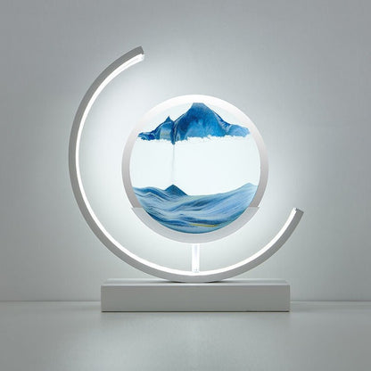 Sandlight Rotating Quicksand Art LED Table Lamp – 3D Moving Sand Picture Night Light, Relaxing Desk Decor