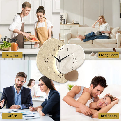 TempoStone Modern Wall Clock – Silent Non-Ticking Minimalist Stone-Look Clock for Living Room & Bedroom