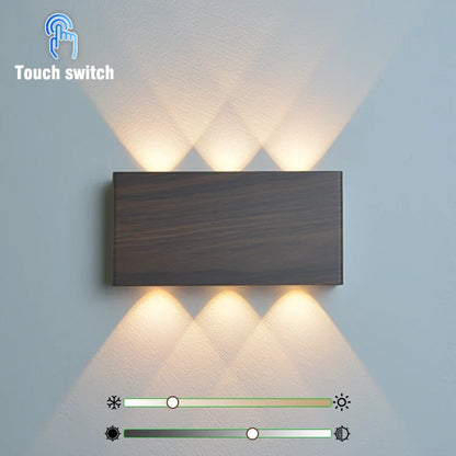 LumiBlock Rechargeable Wireless Wall Lamp – Magnetic or Adhesive No-Drill Sconce, 4000mAh, 3 Light Colors in Wood Grain