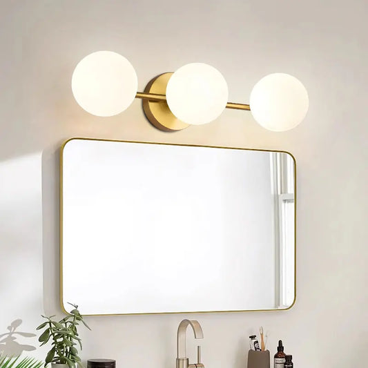 Modern Nordic Triple Globe Glass Wall Light – Frosted Glass Ball Sconce in Gold or Black, Warm or Cool White for Hallway