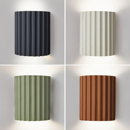Nordic Modern Resin Wall Lamp – Ribbed Up & Down Wall Sconce, Sculptural Indoor Wall Light for Bedroom & Living Room