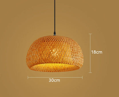 Handwoven Natural Bamboo & Rattan Pendant Light – Boho Woven Hanging Lamp Shade for Dining Room, Living Room & Bedroom