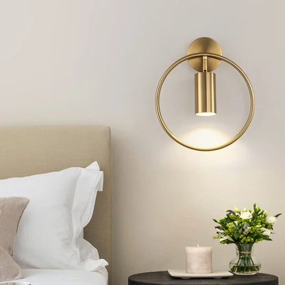 Halo Ring LED Wall Light – Minimalist Nordic Gold or Black Ring Sconce with 180° Rotation, Warm or Cool White for Bedroom