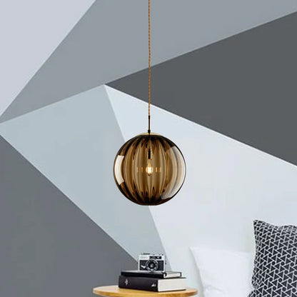 Modern Glass Ball Pendant Light – Nordic Colored Glass Globe Hanging Lamp for Kitchen Island, Dining Room & Bedroom