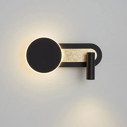 HaloBeam Dual LED Wall Light – Modern Nordic Ring Light with Adjustable Spotlight, Warm White Reading Lamp for Bedroom