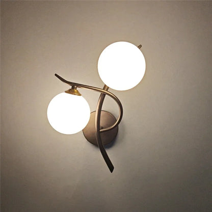 Lunara Nordic Dual-Globe LED Wall Light – Sculptural Gold or Black Frame Wall Sconce with Frosted Glass, Left or Right