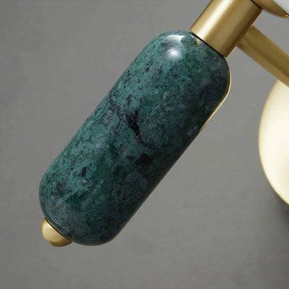 Luxury Marble & Glass Wall Sconce – Brushed Gold Designer Wall Lamp with Frosted Globe, White or Green Marble, Warm White