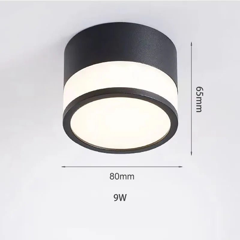 Nordic Surface-Mounted LED Downlight – 9W or 15W Slim Round Ceiling Spotlight, Warm or Cool White for Hallway & Bedroom