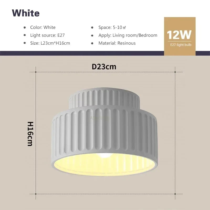 Nordic Ripple Ribbed LED Ceiling Light – Sculptural Flush Mount Fixture with Warm White Glow for Bedroom & Living Room