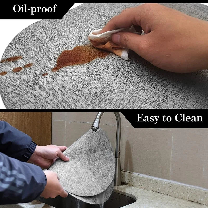 LinoMat Oval Faux Leather Placemats – Linen Texture Heat-Resistant Non-Slip Waterproof Table Mats, Set of 4 or 6, 8 Colors
