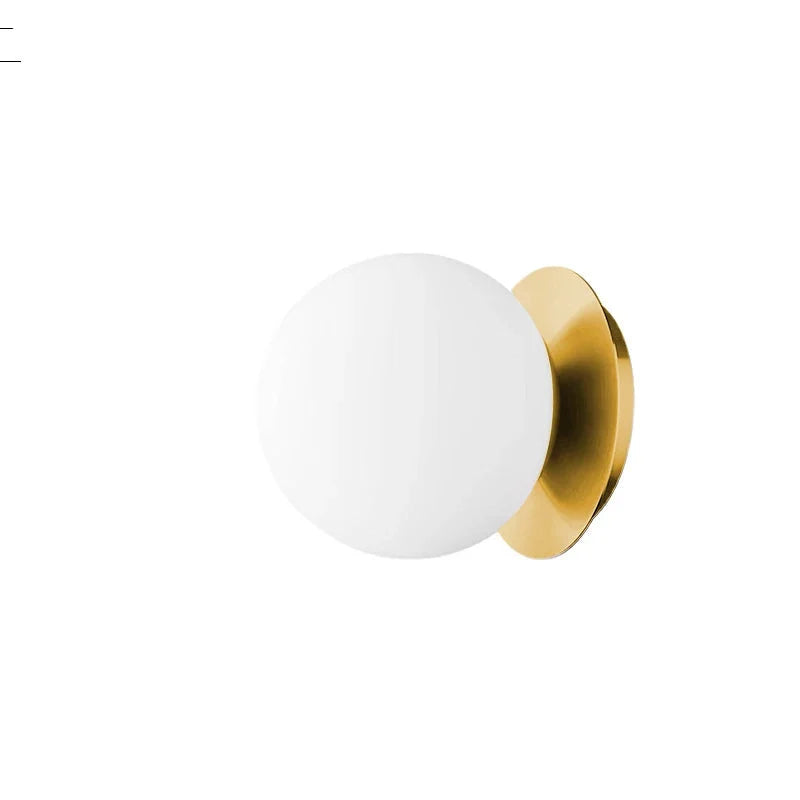 Nordic Opal Globe Glass Wall Lamp – Minimalist Bathroom Vanity & Bedroom Wall Sconce in Black, Gold, Chrome or Silver