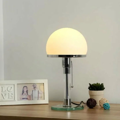 Bauhaus Frosted Glass Dome Table Lamp – Modern Nordic Designer Desk Lamp with Soft Warm Glow for Bedroom & Living Room