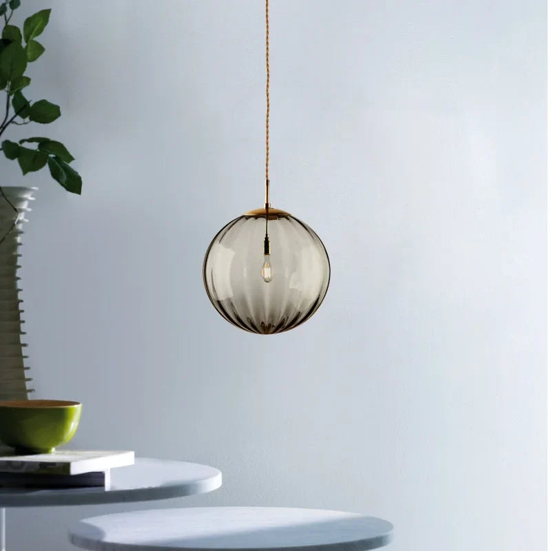 Modern Glass Ball Pendant Light – Nordic Colored Glass Globe Hanging Lamp for Kitchen Island, Dining Room & Bedroom