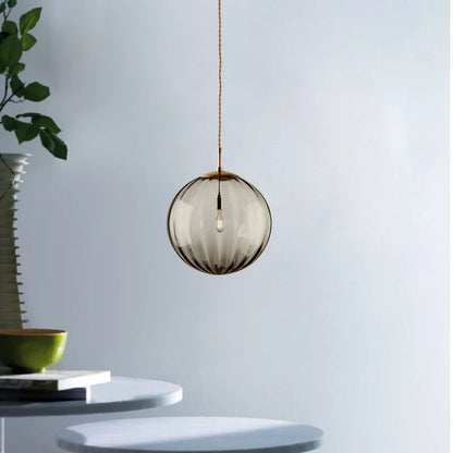 Modern Glass Ball Pendant Light – Nordic Colored Glass Globe Hanging Lamp for Kitchen Island, Dining Room & Bedroom