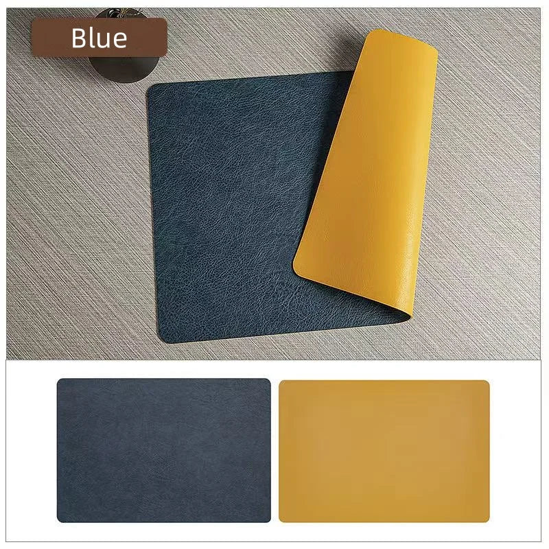 DuoMat Double-Sided Faux Leather Placemats – Heat-Resistant Waterproof PU Leather Table Mats, Set of 4 or 6, 7 Colors