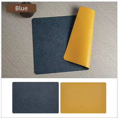 DuoMat Double-Sided Faux Leather Placemats – Heat-Resistant Waterproof PU Leather Table Mats, Set of 4 or 6, 7 Colors