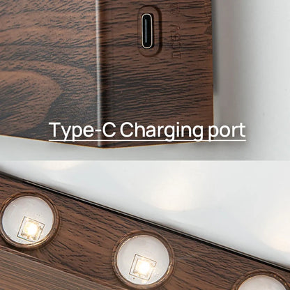 LumiBlock Rechargeable Wireless Wall Lamp – Magnetic or Adhesive No-Drill Sconce, 4000mAh, 3 Light Colors in Wood Grain