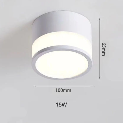 Nordic Surface-Mounted LED Downlight – 9W or 15W Slim Round Ceiling Spotlight, Warm or Cool White for Hallway & Bedroom