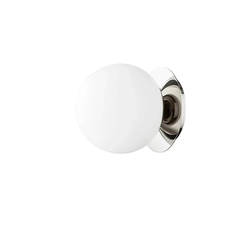 Nordic Opal Globe Glass Wall Lamp – Minimalist Bathroom Vanity & Bedroom Wall Sconce in Black, Gold, Chrome or Silver