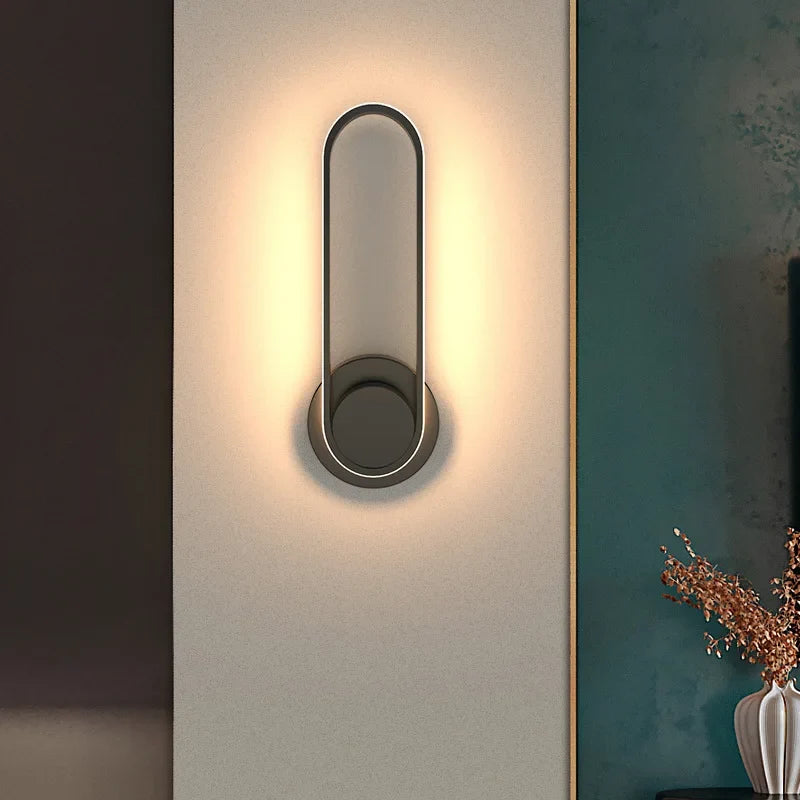 Modern LED Wall Light with 330° Rotating Head – Slim Black Aluminum Adjustable Sconce for Bedroom, Hallway & Stairway