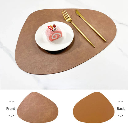 NordicDrop Double-Sided Faux Leather Placemats – Water-Drop Shaped Non-Slip Heat-Resistant Table Mats, Set of 4 or 6