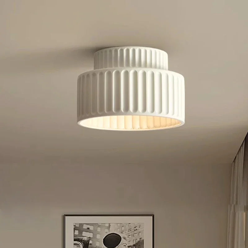 Nordic Ripple Ribbed LED Ceiling Light – Sculptural Flush Mount Fixture with Warm White Glow for Bedroom & Living Room