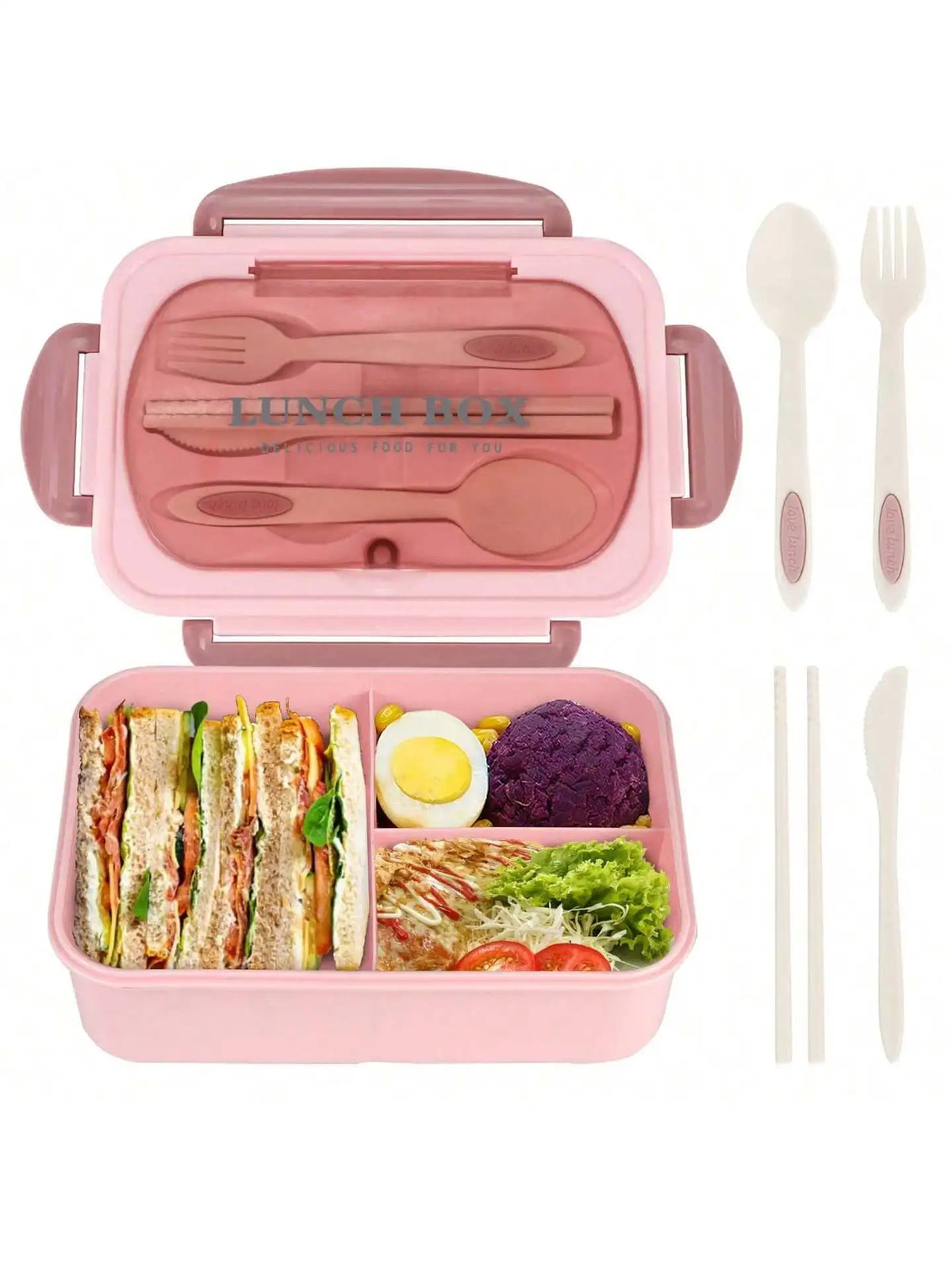 MealMate 1200ml Bento Lunch Box with Utensils – 4-Compartment Leak-Proof Silicone Seal Food Container for Work & School
