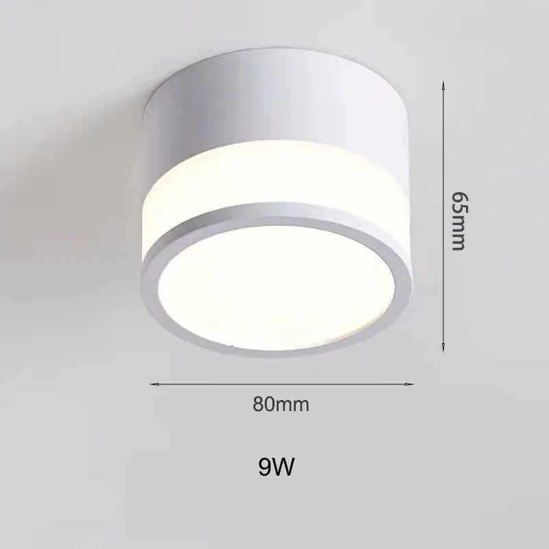 Nordic Surface-Mounted LED Downlight – 9W or 15W Slim Round Ceiling Spotlight, Warm or Cool White for Hallway & Bedroom