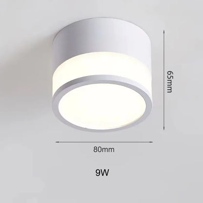 Nordic Surface-Mounted LED Downlight – 9W or 15W Slim Round Ceiling Spotlight, Warm or Cool White for Hallway & Bedroom